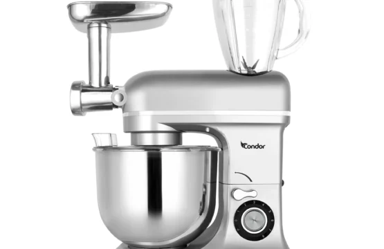 Pétrin CONDOR POWER MIX Multi Fonction – Double Crochet – 1600W – 8L Bol – 1,5L Blender – Silver