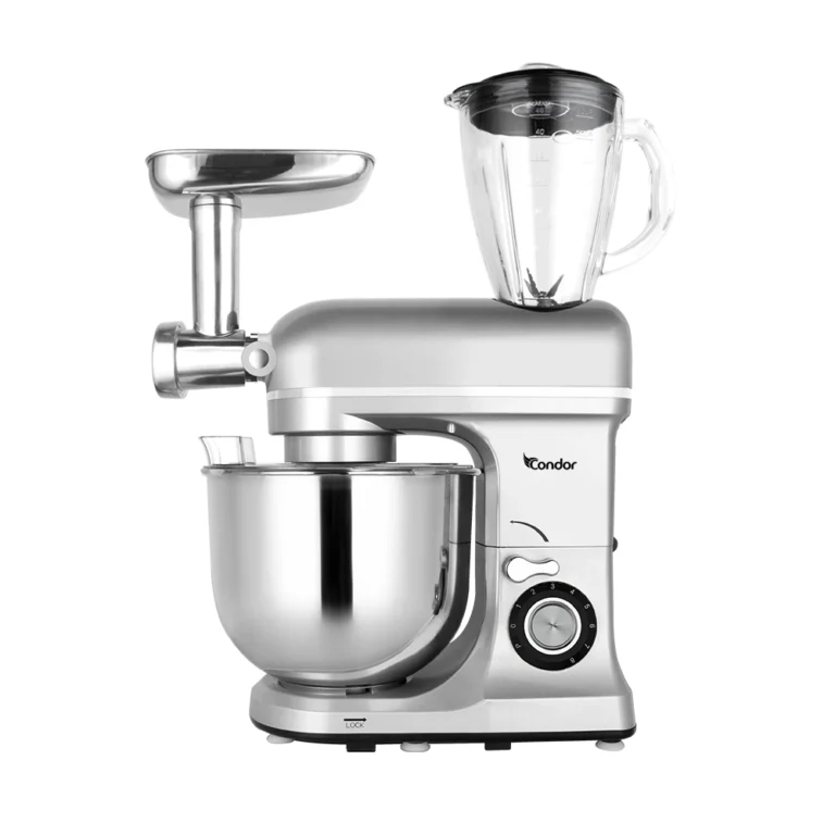 Pétrin CONDOR POWER MIX Multi Fonction – Double Crochet – 1600W – 8L Bol – 1,5L Blender – Silver