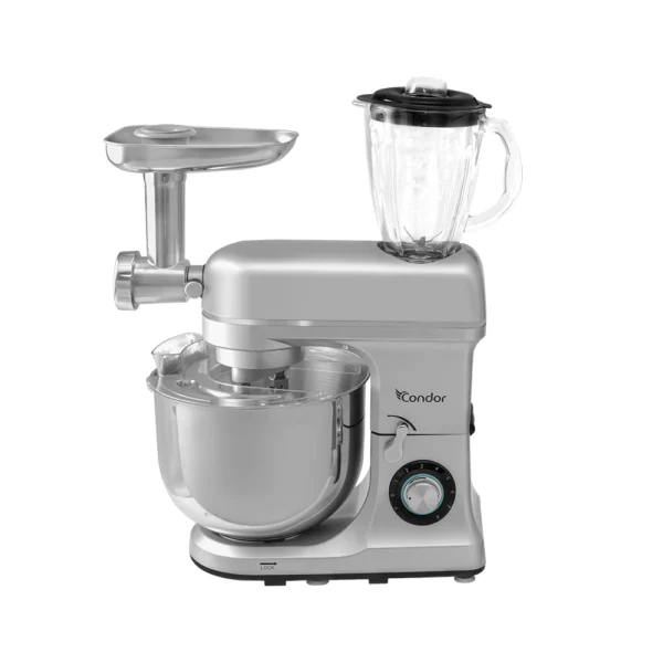 Pétrin CONDOR POWER MIX Multi Fonction - Double Crochet - 1600W - 8L Bol - 1,5L Blender - Silver – Image 2