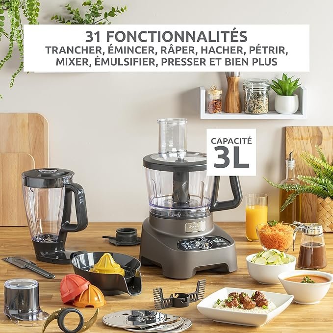 Robot multifonctions MOULINEX Double Force 1000W SILVER - 10 Accessoires 3 Robot multifonctions MOULINEX Double Force 1000W SILVER - 10 Accessoires – Image 2