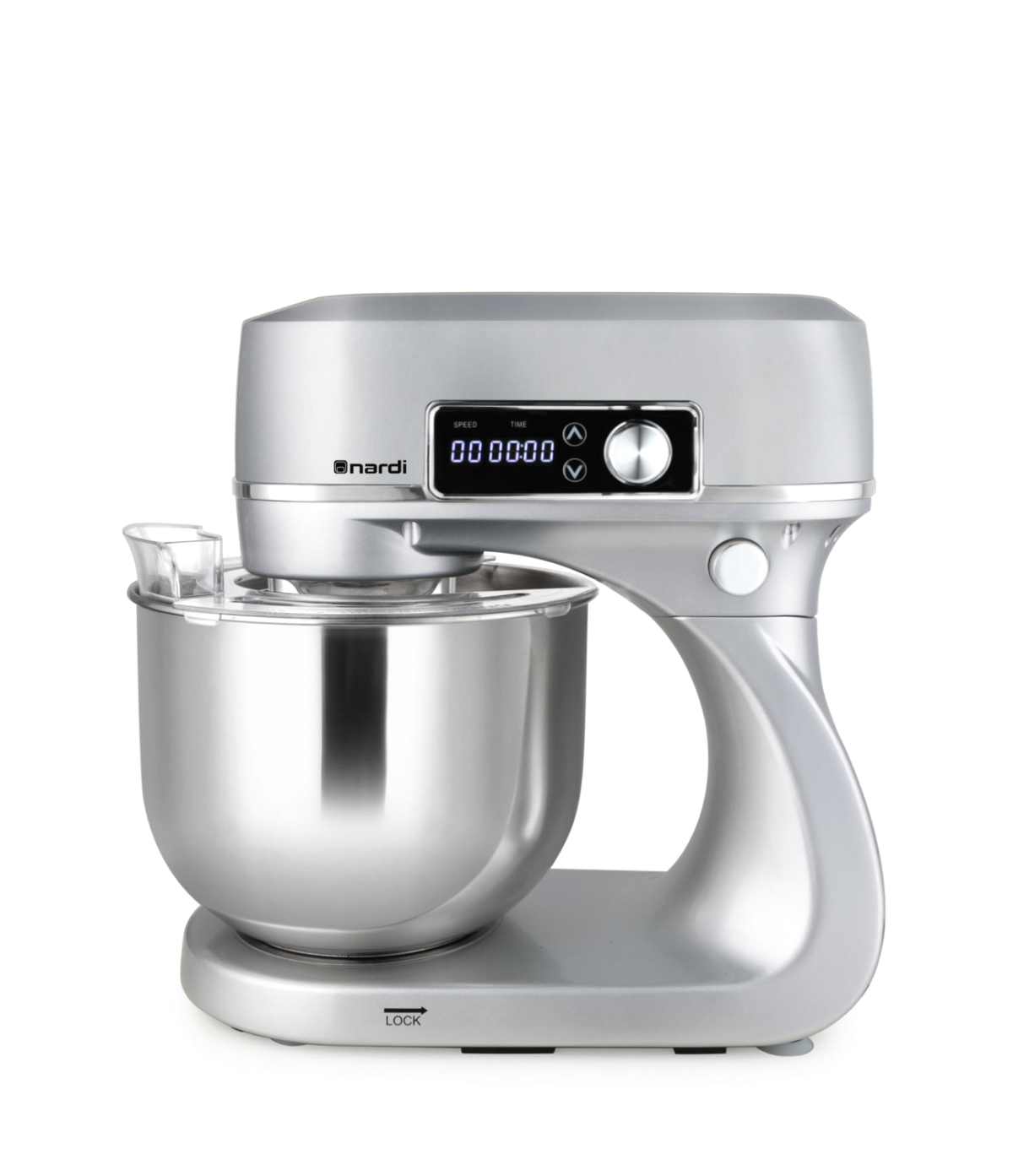 ARGENT Pétrin MAESTRO PASTA NARDI Mono Fonction Double Crochet Argenté 5,5L – Image 1