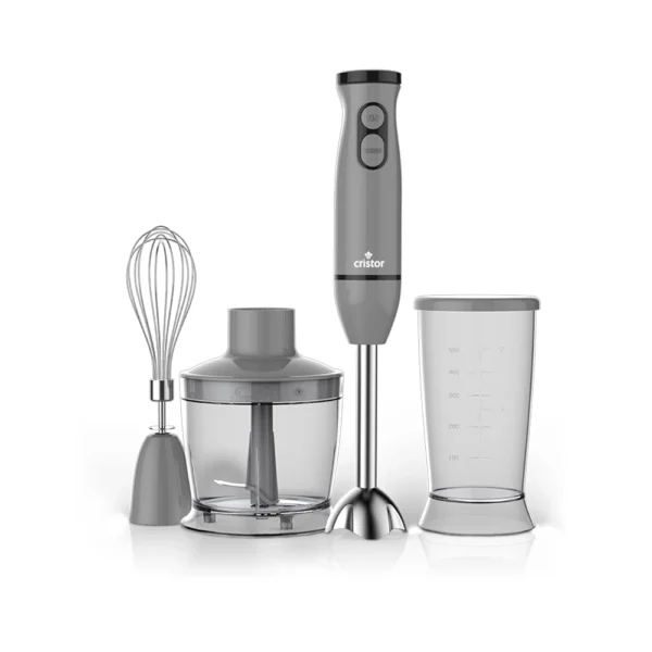 Bras Mixeur 3 en 1 CRISTOR Bras mixeur, Hachoir et Bras Fouet -500 W- 500 ML - Gris_noir HB-K55GN