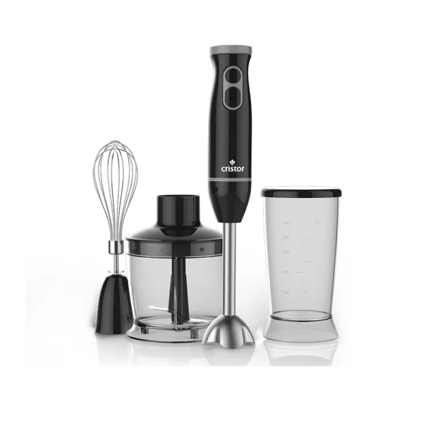 Bras Mixeur 3 en 1 CRISTOR Bras mixeur, Hachoir et Bras Fouet -500 W- 500 ML - Noir_Gris HB-K55NG
