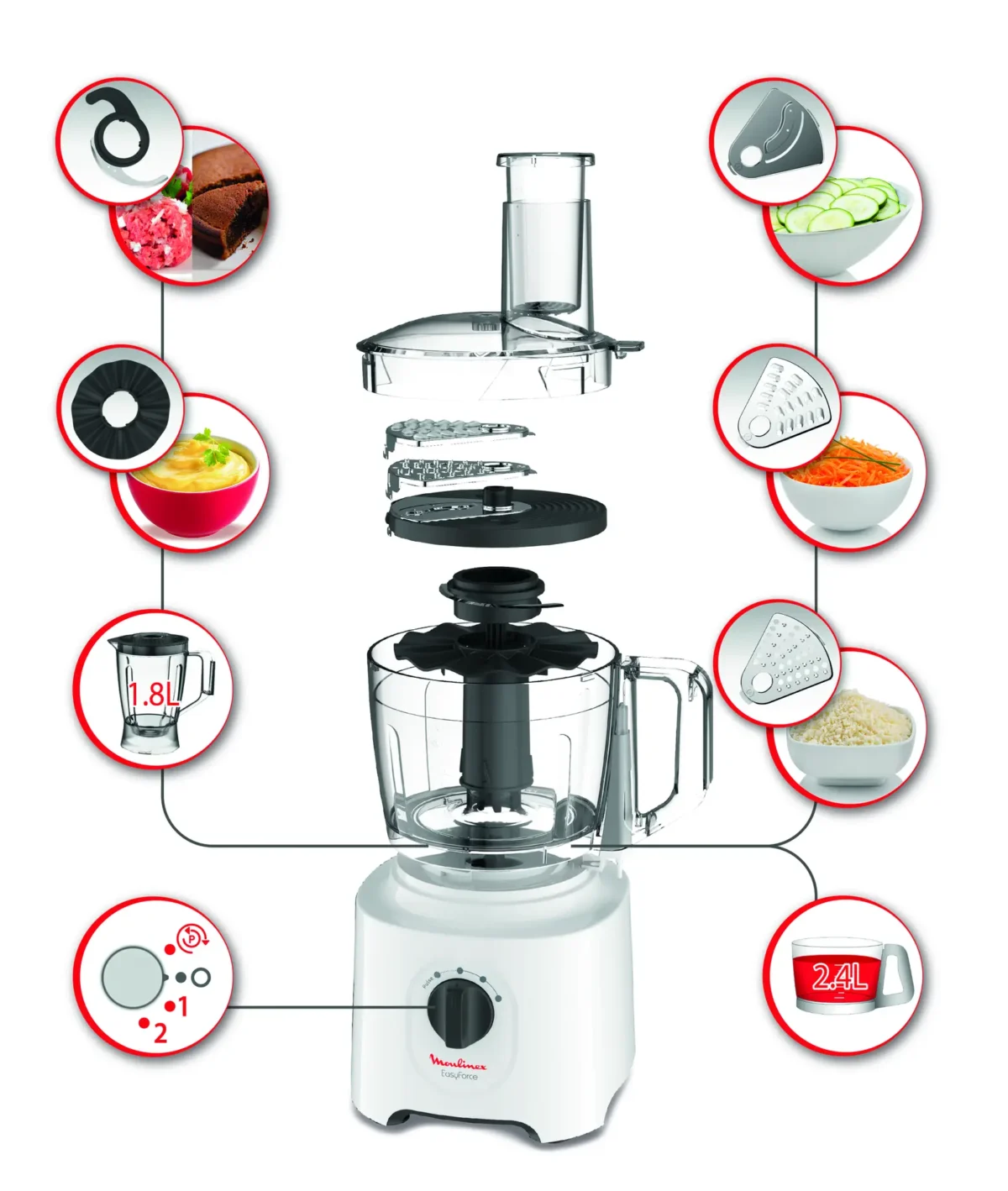Robot multifonctions MOULINEX Easy Force 700 W-Blanc – Image 2