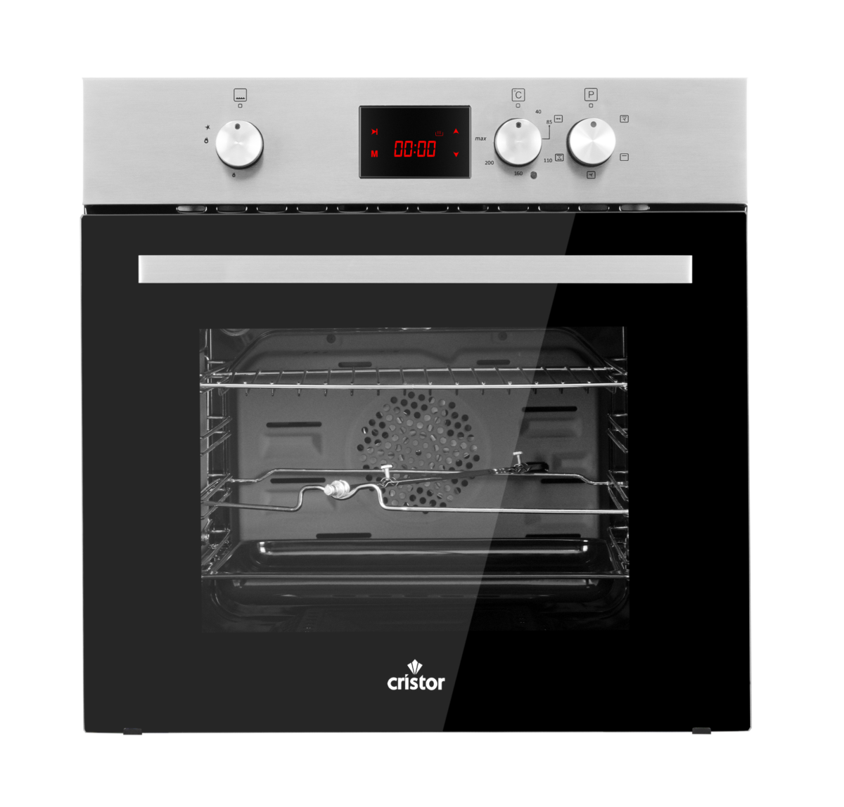 FED41FM3DS - Front Four Encastrable Cristor Gaz-Électrique Noir Inox 62L – Image 1