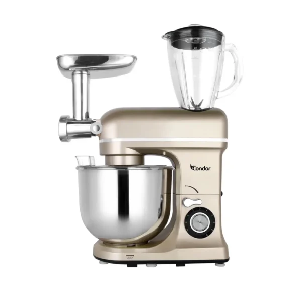 Pétrin CONDOR POWER MIX Multi Fonction - Double Crochet - 1600W - 8L Bol - 1,5L Blender - Beige