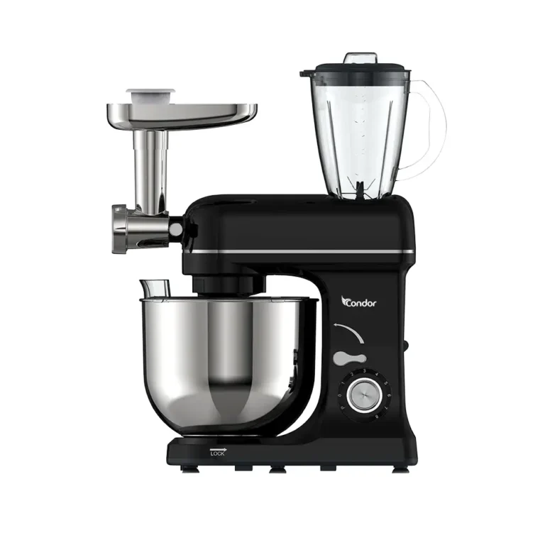 Pétrin CONDOR POWER MIX Multi Fonction - Double Crochet - 1600W - 8L Bol - 1,5L Blender - Noir