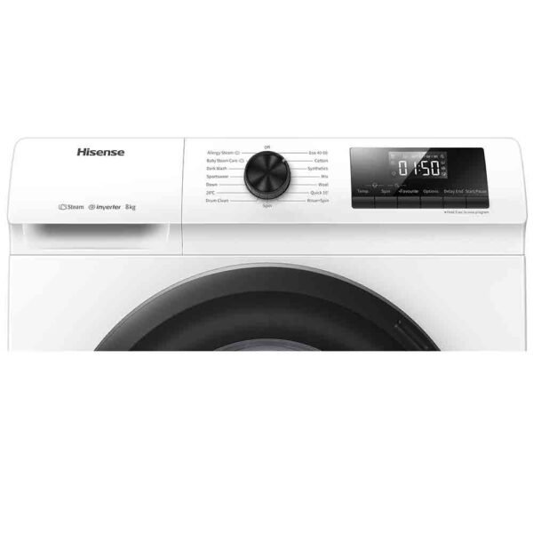 Machine à laver HISENSE Frontale - 08KG - inverter - vapeur - 1400tr/min - blanche WFQP8014EVM – Image 5