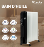 Radiateur Bain d’huile CONDOR Noir et Blanc 13 éléments – Image 2