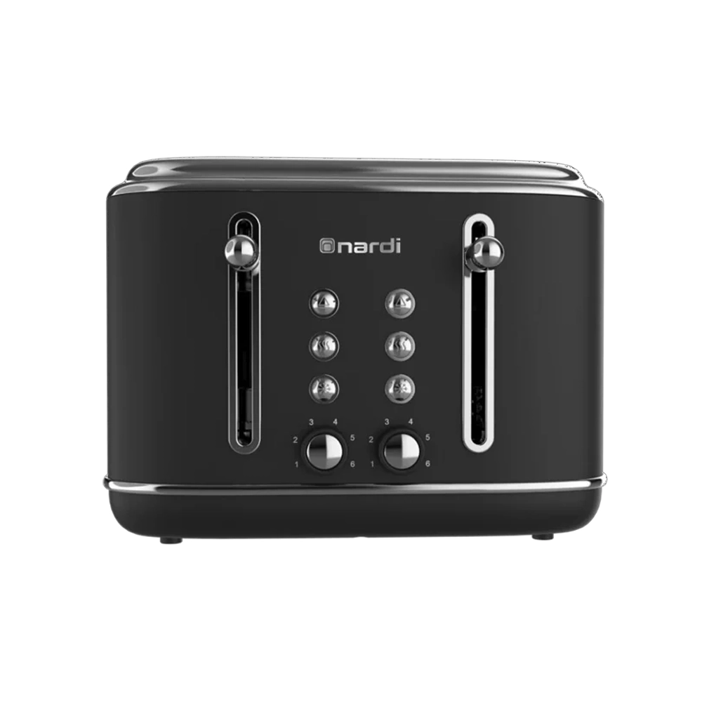 Grille pain – Rétro – 4 Tranches – 2300 W – Noir + Argent NGP420CAN Grille pain NARDI Rétro Noir 4 tranches – Image 1