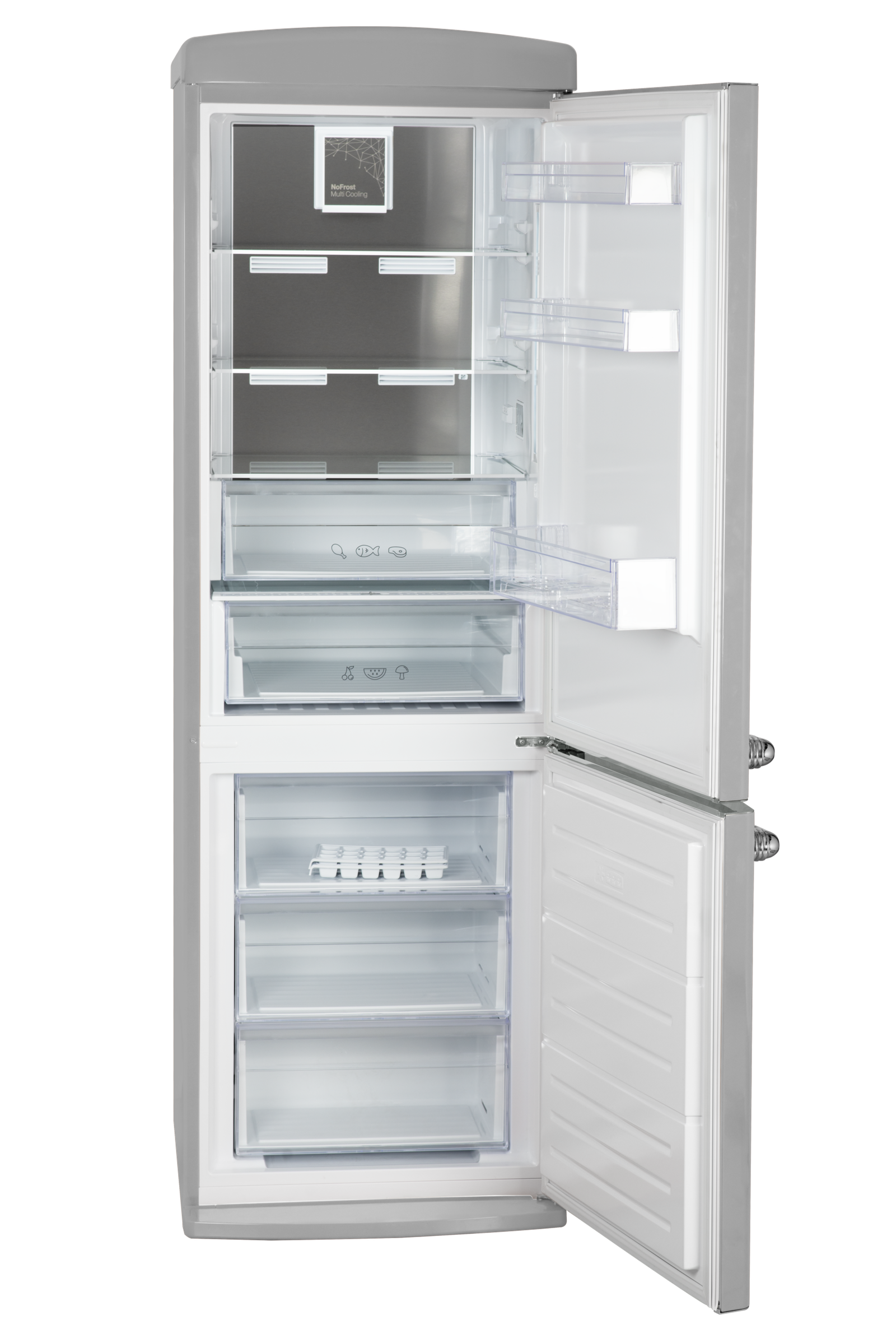 Réfrigérateur NARDI Combiné NoFrost – 341L – Retro – Gris NRC460RS 3 Réfrigérateur NARDI Combiné NoFrost – 341L – Retro – Gris NRC460RS – Image 2