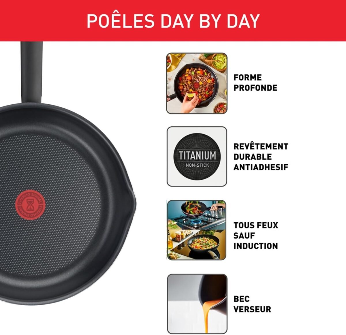 Poêle TEFAL 24 cm Day By Day B56404AZ – Image 2