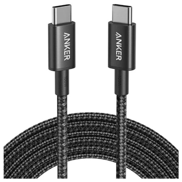 ANKER NEW NYLON USB-C TO USB-C 2.0 CABLE 6FT black A8753H11