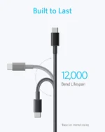 ANKER NEW NYLON USB-C TO USB-C 2.0 CABLE 3.3FT black A8752H11 – Image 3
