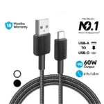 ANKER 322 USB-A TO USB-C CABLE (6FT BRAIDED) black A81H6H11 – Image 4