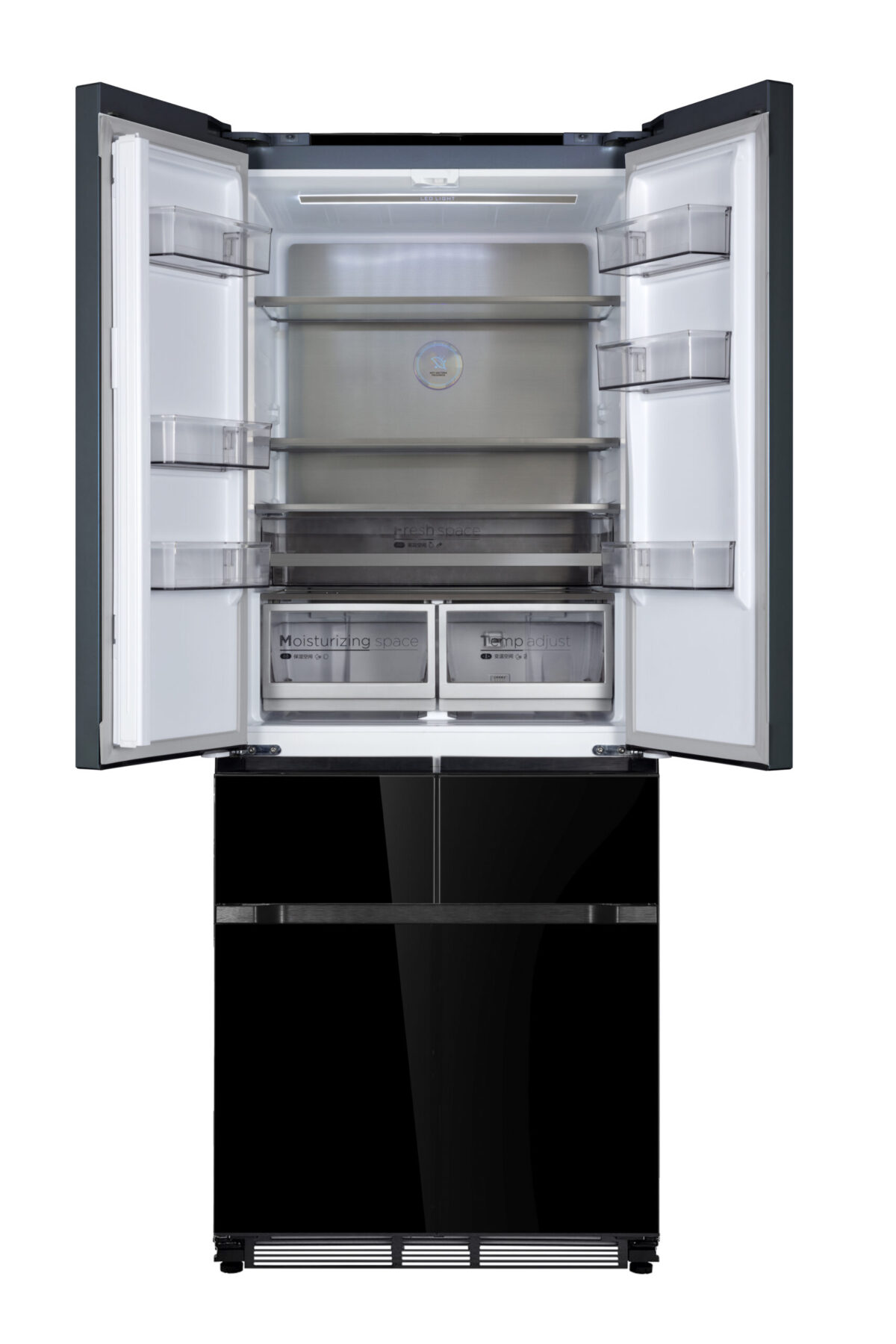 Réfrigérateur Nardi 429L Cross Door 5 Portes  Smart Free-Fit Black Glass – Image 2