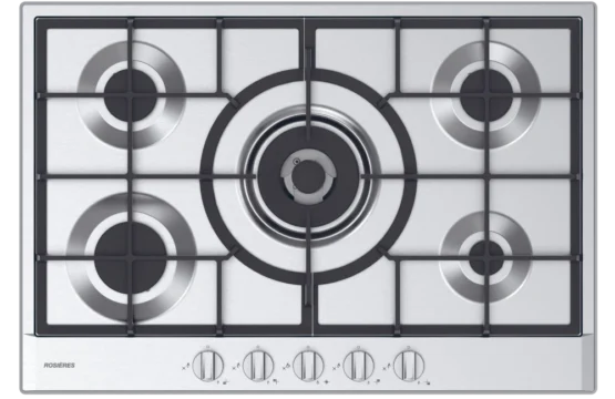Table de cuisson Rosières 5 Feux Inox Wok avec Thermocouple et Grille en Fonte