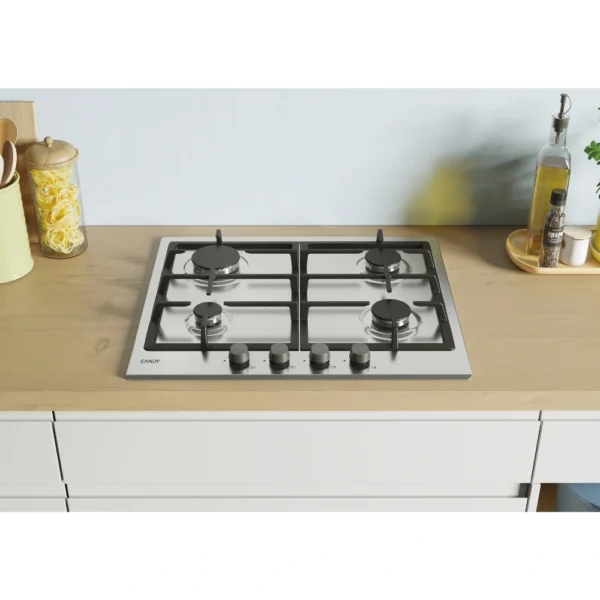 Table de cuisson CANDY/04 FEUX/Thermocouple/Commande frontale/Fonte /INOX CHG6BRX – Image 2