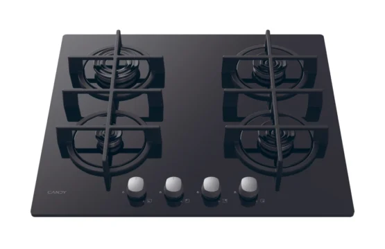 Table de cuisson encastrable CANDY 4 feux Wok Black Glass  Thermocouple Commande frontale