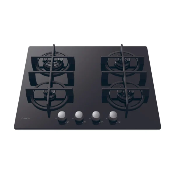 Table de cuisson CANDY/04 Feux /Thermocouple/Commande frontale /Fonte/Black Glass CVG6B
