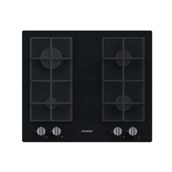Table de cuisson 04 Table de cuisson Rosières 4Feux/Black glass/Thermocouple/Allumage intégré/Grille en fonte/Bouton en Sophie monocomponent