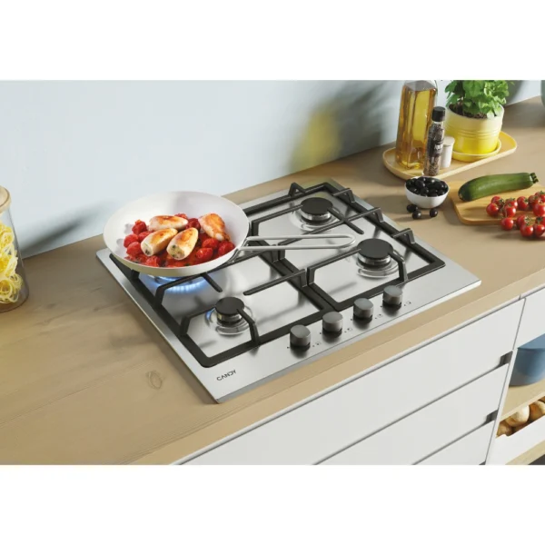 Table de cuisson CANDY/04 FEUX/Thermocouple/Commande frontale/Fonte /INOX CHG6BRX – Image 3