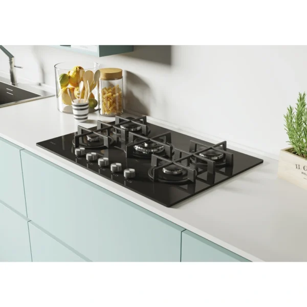 Table de cuisson CANDY/05 FEUX/Wok/Thermocouple/Commande frontale  /Fonte/BLACK GLASS – Image 4