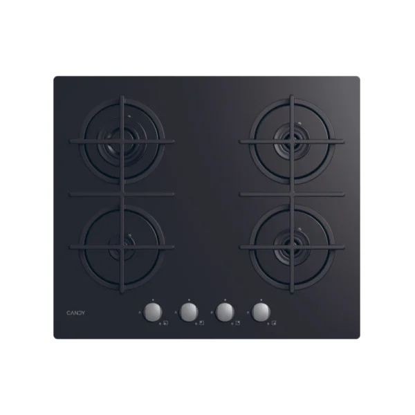 Table de cuisson CANDY/04 Feux /Thermocouple/Commande frontale /Fonte/Black Glass CVG6B – Image 2