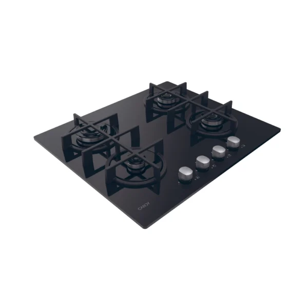 Table de cuisson CANDY/04 Feux /Thermocouple/Commande frontale /Fonte/Black Glass CVG6B – Image 6