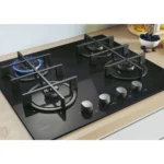 Table de cuisson encastrable CANDY 4 feux Wok Black Glass  Thermocouple Commande frontale – Image 3