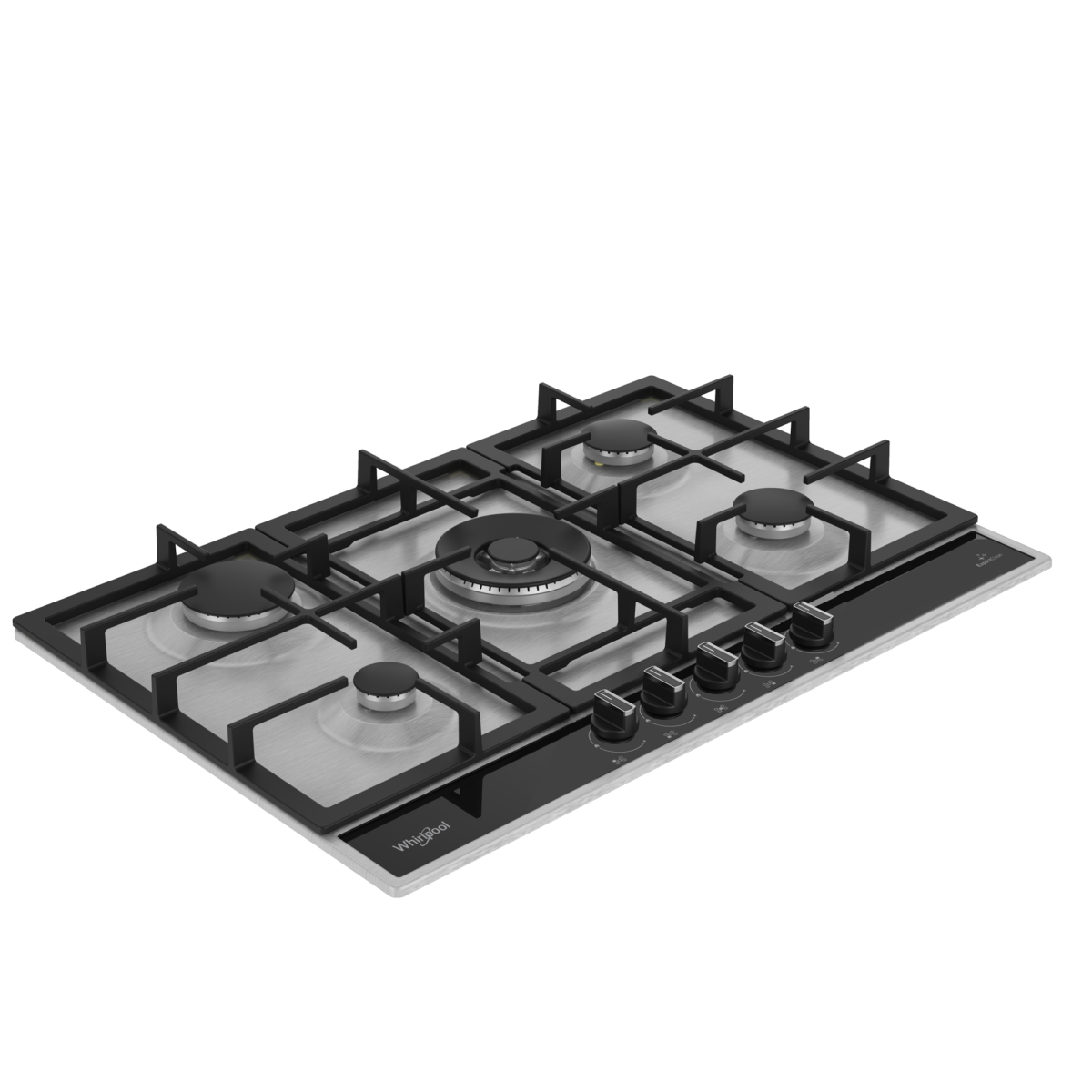 Table de cuisson encastrable Whirlpool 75 cm 5 Feux Gaz Noir Inox – Image 2