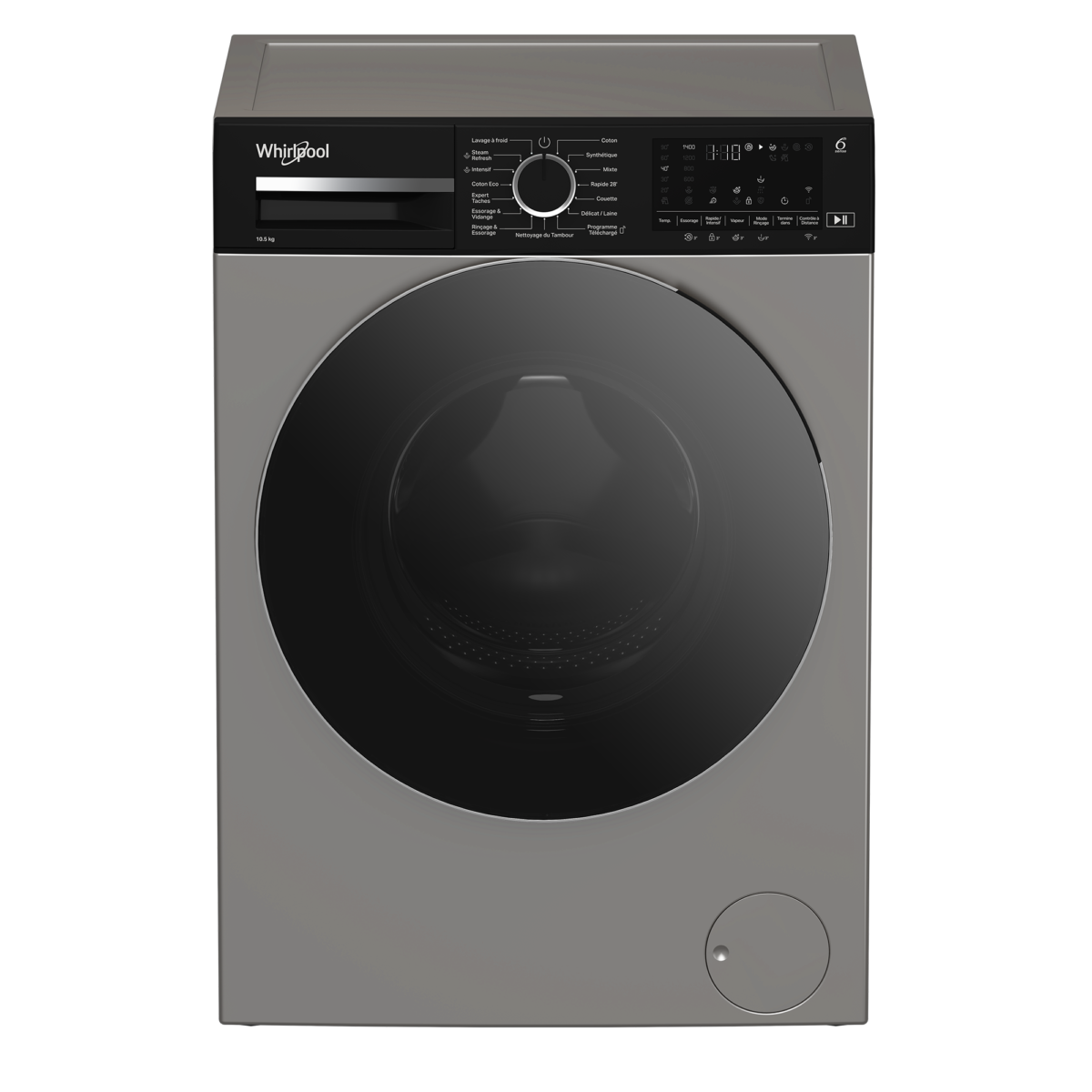 Machine a laver Whirlpool Grise smart 6th sense 10,5 Kg 1400 tr/min – Image 2