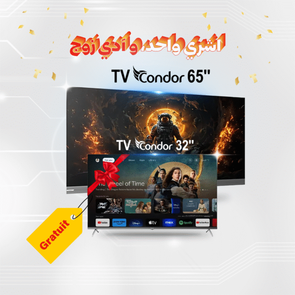 TV CONDOR Série X9(X900) QD-Mini Led 144Hz VRR- 65" - Google TV - 4K UHD+ tv condor HD 32"gratuit 🎁