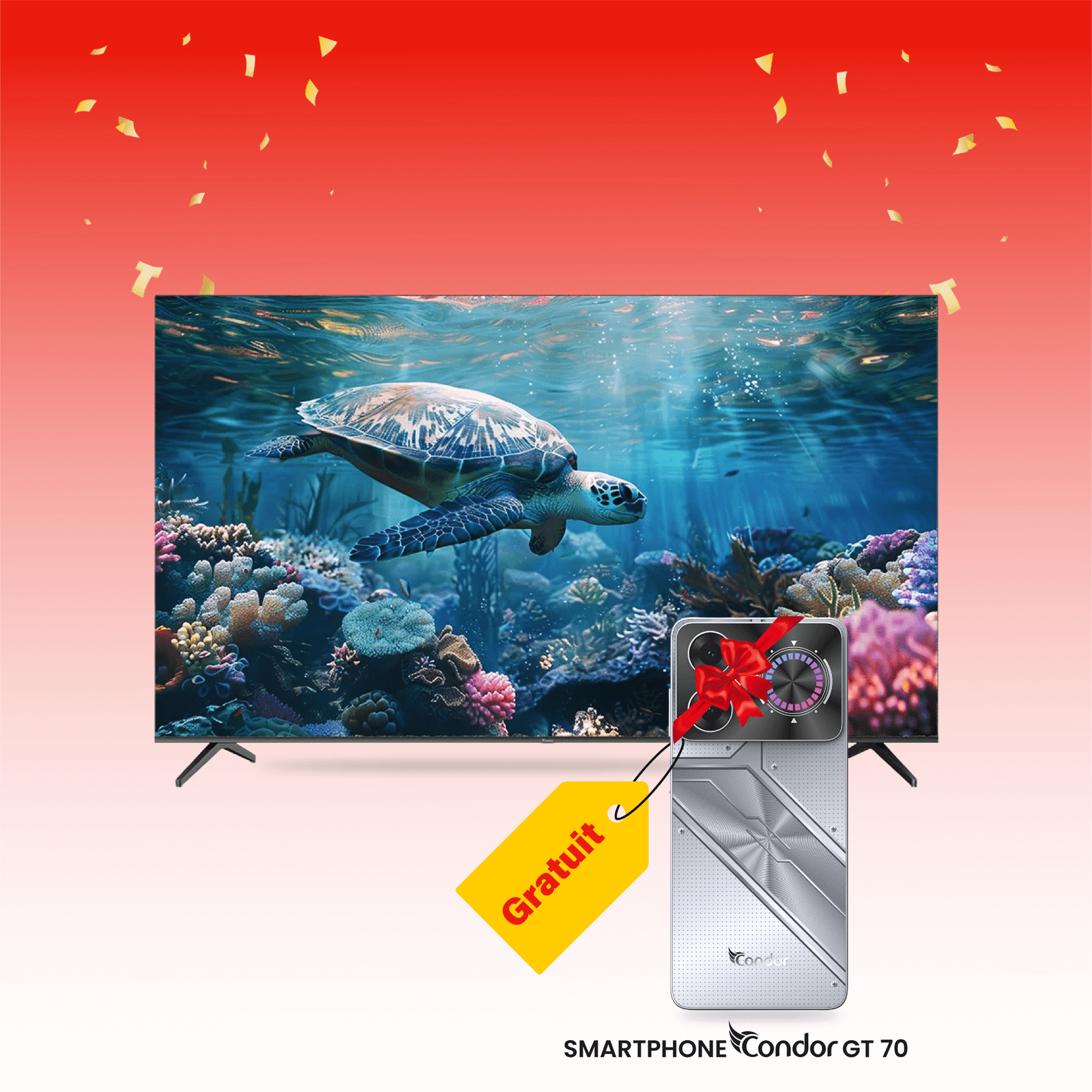 TV CONDOR Série G7(740) QLED - 85" - Google TV - 4K UHD + SMARTPHONE CONDOR GT70 Gratuit 2 TV CONDOR Série G7(740) QLED - 85" - Google TV - 4K UHD + SMARTPHONE CONDOR GT70 Gratuit