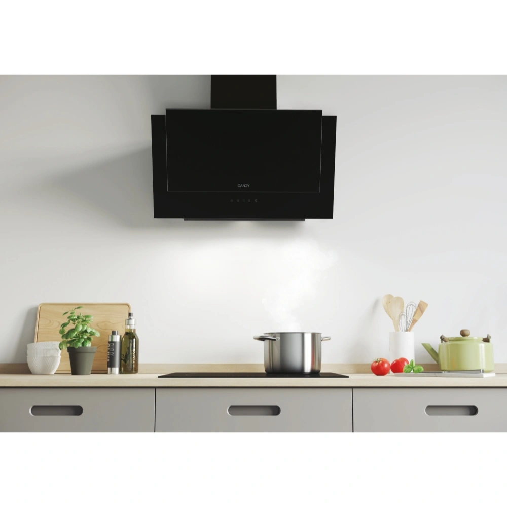 Hotte Décoratif CANDY 60Cm/Black glass/Digital/03 Vitesses/Eclairage 01 Spot large LED blanche/Commande tactile/01 Filtre en Aluminium lavable 3 Hotte Décoratif CANDY 60Cm/Black glass/Digital/03 Vitesses/Eclairage 01 Spot large LED blanche/Commande tactile/01 Filtre en Aluminium lavable – Image 2