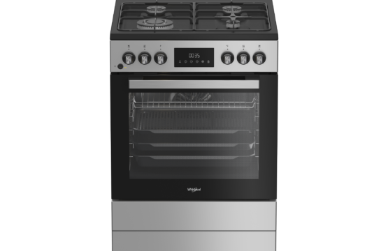 Cuisinière Whirlpool gaz électrique  8 fonctions Inox 60 cm 72 L