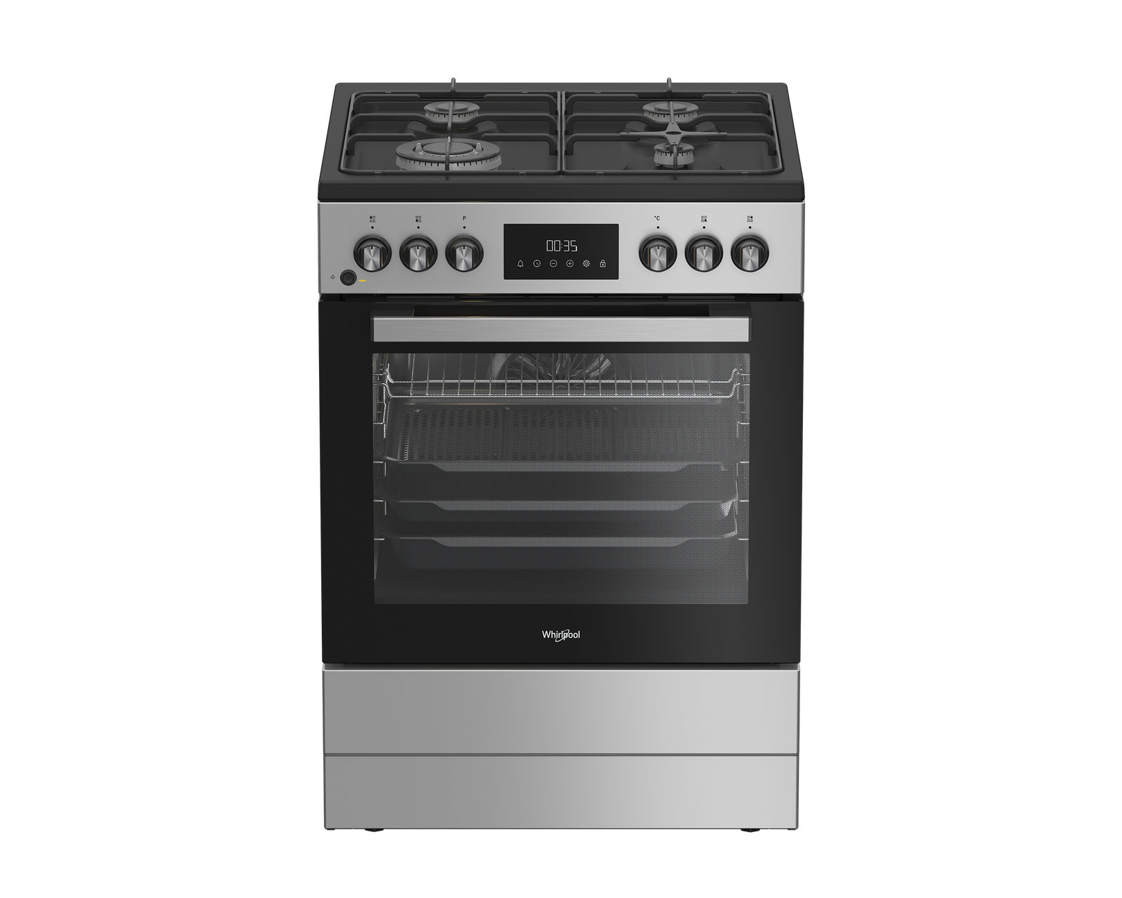 CUISINIERE WHIRLPOOL GAZ/ELEC INOX 60 CM 2 CUISINIERE WHIRLPOOL GAZ/ELEC INOX 60 CM