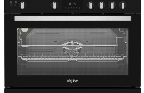 Cuisinière Gaz-Gaz Whirlpool 5 Feux Chaleur Brassée Noire 111 L  90 cm