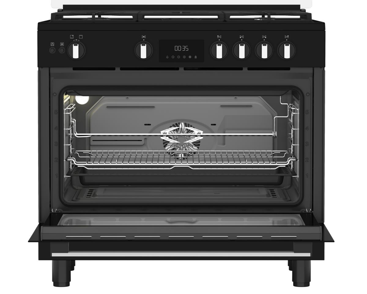 Cuisinière Gaz-Gaz Whirlpool 5 Feux Chaleur Brassée Noire 111 L  90 cm – Image 5