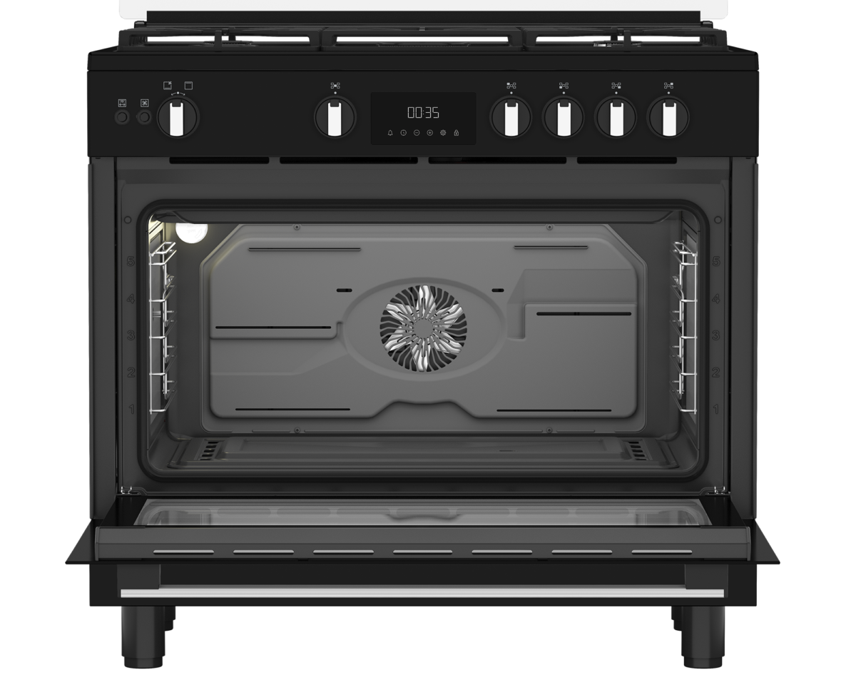 Cuisinière Gaz-Gaz Whirlpool 5 Feux Chaleur Brassée Noire 111 L  90 cm – Image 6