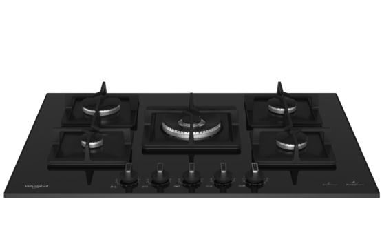 Table de cuisson encastrable Whirlpool  WOK Verre trempé noir  75 cm 5 feux
