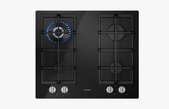 Table de cuisson Rosières 4 Feux Black Glass avec Wok Burner