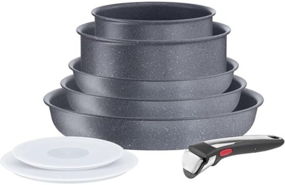 Set de cuisine Tefal Ingenio Natural On Stone Grey 8 pièces