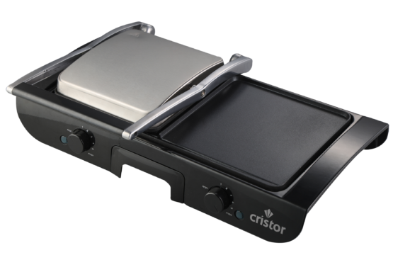 Panineuse & Grill Electrique Cristor Multi-Fonction 2200W  Noir Inox