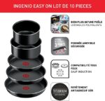 Batterie de cuisine Tefal Ingenio Easy On – 10 pièces – Poignée amovible – Image 2