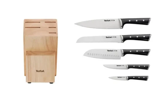Set de 5 couteaux Tefal Ice Force avec bloc en bois – 6 pièces